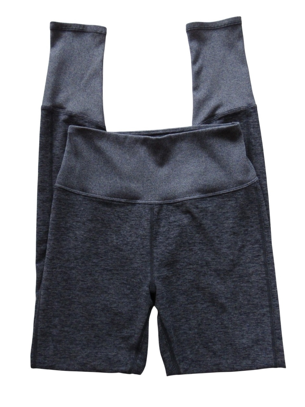 Alo Yoga High Waist Lounge Leggings Small Gray Ribbed Cuffs Soft Comfort Stretch